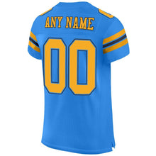 Load image into Gallery viewer, Custom Powder Blue Gold-Navy Mesh Authentic Football Jersey
