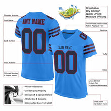 Load image into Gallery viewer, Custom Powder Blue Navy-Red Mesh Authentic Football Jersey
