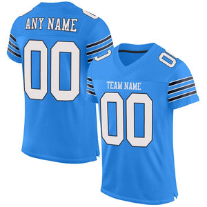 Custom Powder Blue White-Navy Mesh Authentic Football Jersey