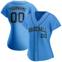 Load image into Gallery viewer, Custom Powder Blue Navy-Teal Authentic Baseball Jersey
