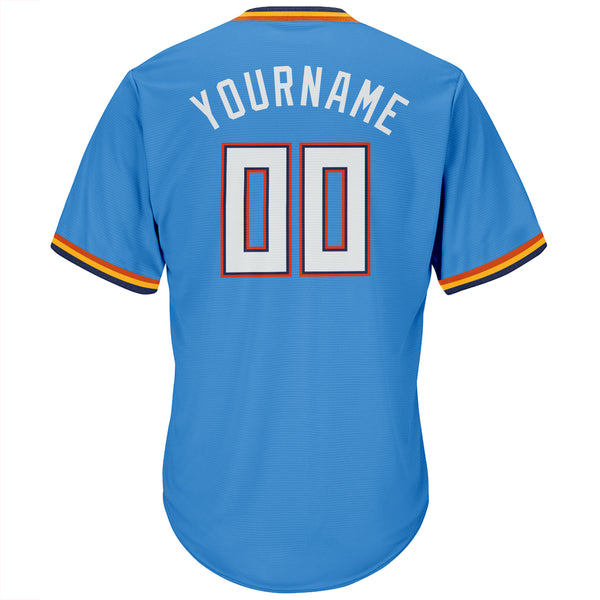 Sale Build Orange Baseball Authentic Powder Blue Throwback Shirt White –  CustomJerseysPro