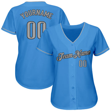 Custom Powder Blue Gray-Steel Gray Authentic Baseball Jersey