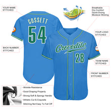 Load image into Gallery viewer, Custom Powder Blue Kelly Green-White Authentic Baseball Jersey

