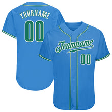 Load image into Gallery viewer, Custom Powder Blue Kelly Green-White Authentic Baseball Jersey
