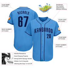 Load image into Gallery viewer, Custom Powder Blue Navy Authentic Baseball Jersey
