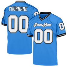 Load image into Gallery viewer, Custom Powder Blue White-Black Mesh Authentic Throwback Football Jersey
