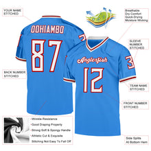 Загрузить изображение в средство просмотра галереи, Custom Powder Blue White-Red Mesh Authentic Throwback Football Jersey
