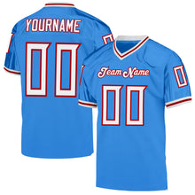 Load image into Gallery viewer, Custom Powder Blue White-Red Mesh Authentic Throwback Football Jersey
