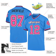 Load image into Gallery viewer, Custom Powder Blue Pink-Black Mesh Authentic Throwback Football Jersey

