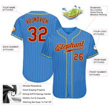 Load image into Gallery viewer, Custom Powder Blue Red Pinstripe Red-Gold Authentic Baseball Jersey
