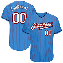 Charger l&#39;image dans la galerie, Custom Powder Blue Red Pinstripe White-Navy Authentic Baseball Jersey
