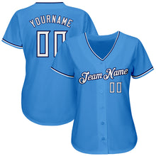 Load image into Gallery viewer, Custom Powder Blue White-Navy Authentic Baseball Jersey
