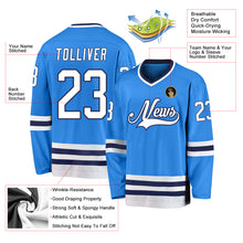 Laden Sie das Bild in den Galerie-Viewer, Custom Powder Blue White-Navy Hockey Jersey
