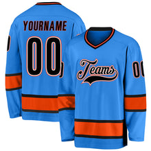 Laden Sie das Bild in den Galerie-Viewer, Custom Powder Blue Black-Orange Hockey Jersey
