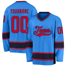 Load image into Gallery viewer, Custom Powder Blue Red-Navy Hockey Jersey
