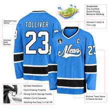 Load image into Gallery viewer, Custom Powder Blue White-Black Hockey Jersey
