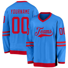 Load image into Gallery viewer, Custom Powder Blue Red Hockey Jersey

