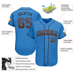 Custom Powder Blue Black-Orange Authentic Drift Fashion Baseball Jersey