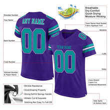 Load image into Gallery viewer, Custom Purple Aqua-White Mesh Authentic Football Jersey
