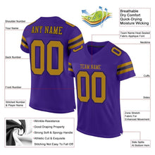 Load image into Gallery viewer, Custom Purple Old Gold-Black Mesh Authentic Football Jersey
