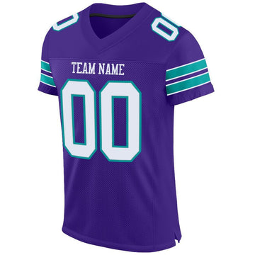 Custom Purple White-Aqua Mesh Authentic Football Jersey