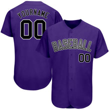 Load image into Gallery viewer, Custom Purple Black-Gray Authentic Baseball Jersey
