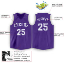 Laden Sie das Bild in den Galerie-Viewer, Custom Purple White V-Neck Basketball Jersey
