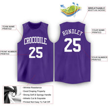 Load image into Gallery viewer, Custom Purple White Round Neck Basketball Jersey
