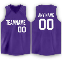 Laden Sie das Bild in den Galerie-Viewer, Custom Purple White V-Neck Basketball Jersey
