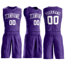 Load image into Gallery viewer, Custom Purple White Round Neck Suit Basketball Jersey
