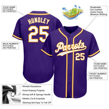 Laden Sie das Bild in den Galerie-Viewer, Custom Purple White-Gold Authentic Baseball Jersey
