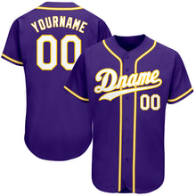 Загрузить изображение в средство просмотра галереи, Custom Purple White-Gold Authentic Baseball Jersey

