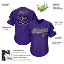 Load image into Gallery viewer, Custom Purple Black-Gray Authentic Throwback Rib-Knit Baseball Jersey Shirt
