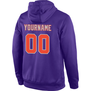 Custom Stitched Purple Orange-Gray Sports Pullover Sweatshirt Hoodie
