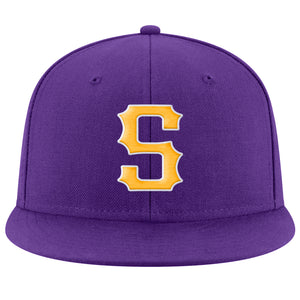 Custom Purple Gold-White Stitched Adjustable Snapback Hat