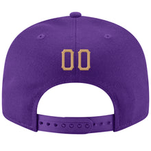 Laden Sie das Bild in den Galerie-Viewer, Custom Purple Old Gold-White Stitched Adjustable Snapback Hat

