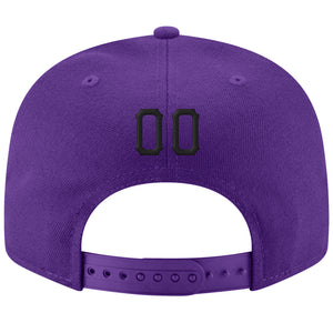 Custom Purple Black-White Stitched Adjustable Snapback Hat