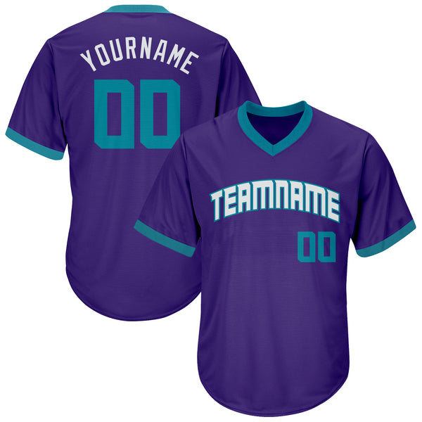 purple and white baseball shirt