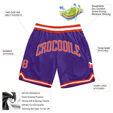 Laden Sie das Bild in den Galerie-Viewer, Custom Purple Orange-Gray Authentic Throwback Basketball Shorts
