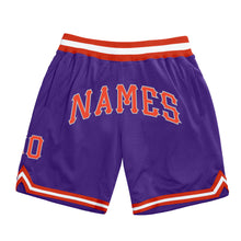 Laden Sie das Bild in den Galerie-Viewer, Custom Purple Orange-Gray Authentic Throwback Basketball Shorts
