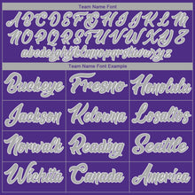 Load image into Gallery viewer, Custom Purple White-Gray Authentic Throwback Basketball Jersey
