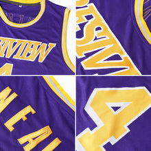 Laden Sie das Bild in den Galerie-Viewer, Custom Purple White-Gray Authentic Throwback Basketball Jersey
