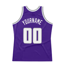 Laden Sie das Bild in den Galerie-Viewer, Custom Purple White-Gray Authentic Throwback Basketball Jersey
