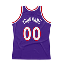 Load image into Gallery viewer, Custom Purple White-Red Authentic Throwback Basketball Jersey

