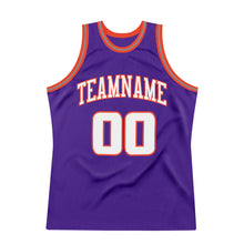 Загрузить изображение в средство просмотра галереи, Custom Purple White-Orange Authentic Throwback Basketball Jersey
