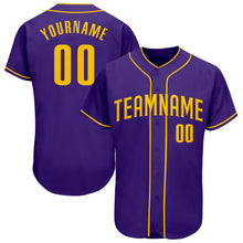 Load image into Gallery viewer, Custom Purple Gold Authentic Baseball Jersey
