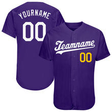 Загрузить изображение в средство просмотра галереи, Custom Purple White-Gold Authentic Baseball Jersey
