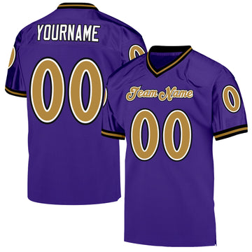 Custom Purple Old Gold-Black Mesh Authentic Throwback Football Jersey
