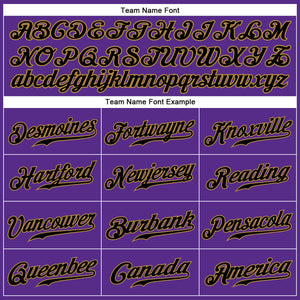 Custom Purple Black Pinstripe Black-Old Gold Authentic Baseball Jersey