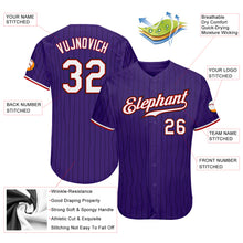 Load image into Gallery viewer, Custom Purple Black Pinstripe White-Red Authentic Baseball Jersey
